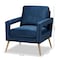Baxton Studio Leland Glam and Luxe Navy Blue Velvet Fabric and Gold Finished Armchair 182-11446-Zoro - alternate 7